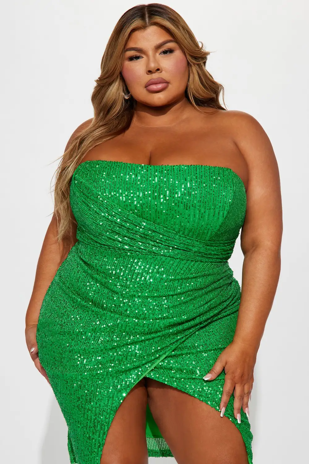 Zeta Sequin Midi Dress - Green