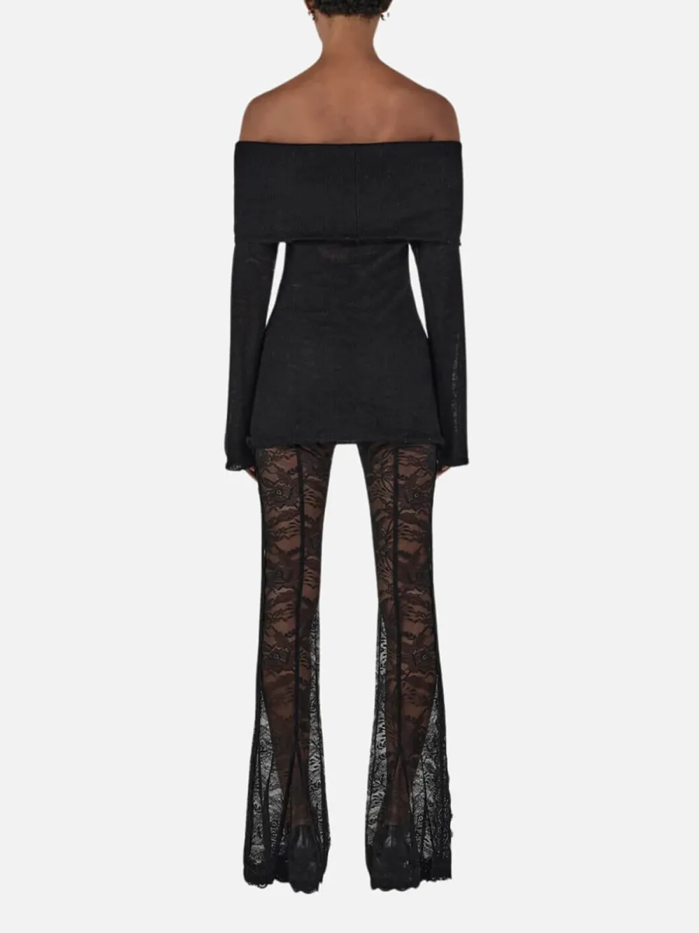 Straight Neck Long Sleeve Knit Top