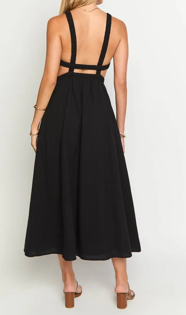 Backless Flowy Midi Dress