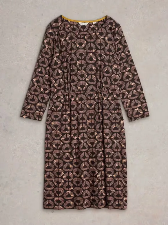 Jersey Printed Dress In Teal Prin