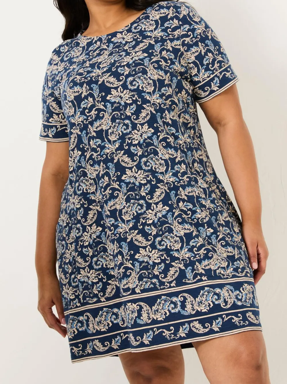 Simone Blue Paisley Short Sleeve Jersey Dress