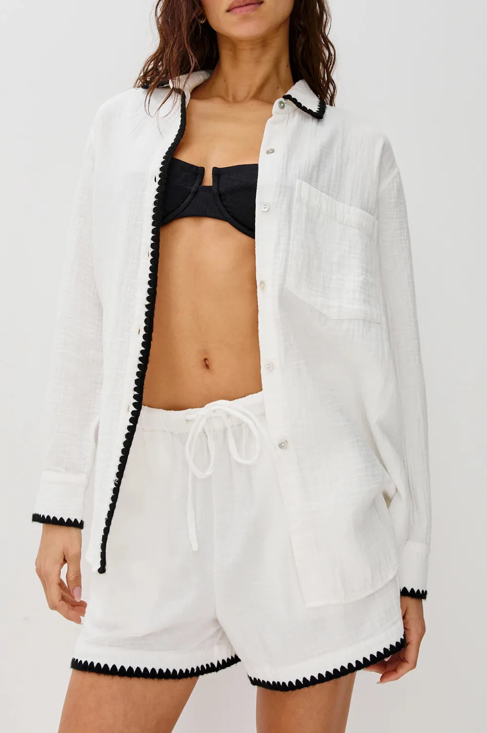 Double-Layer Sheer Plain-Colored Shorts
