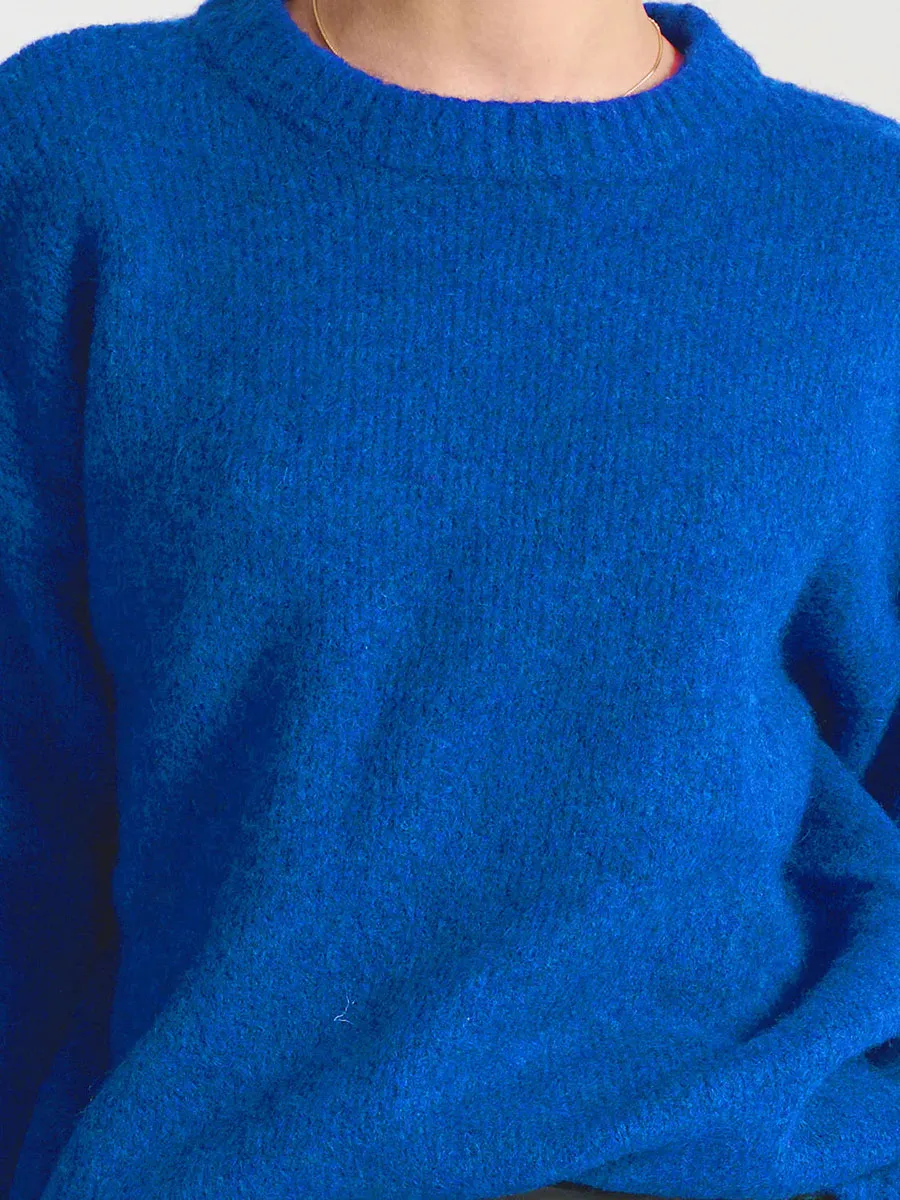 Vibrant Blue Mohair Knit Sweater
