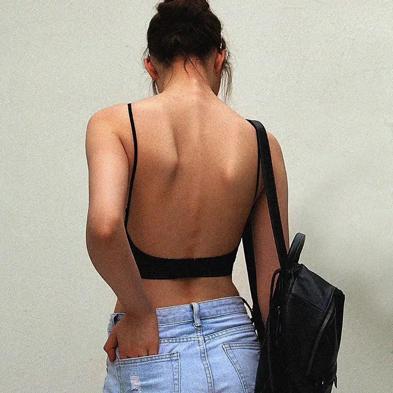 Mesh Bralette with Low-Back Closure