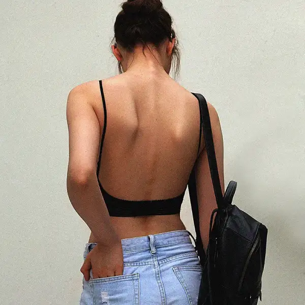 Mesh Bralette with Low-Back Closure