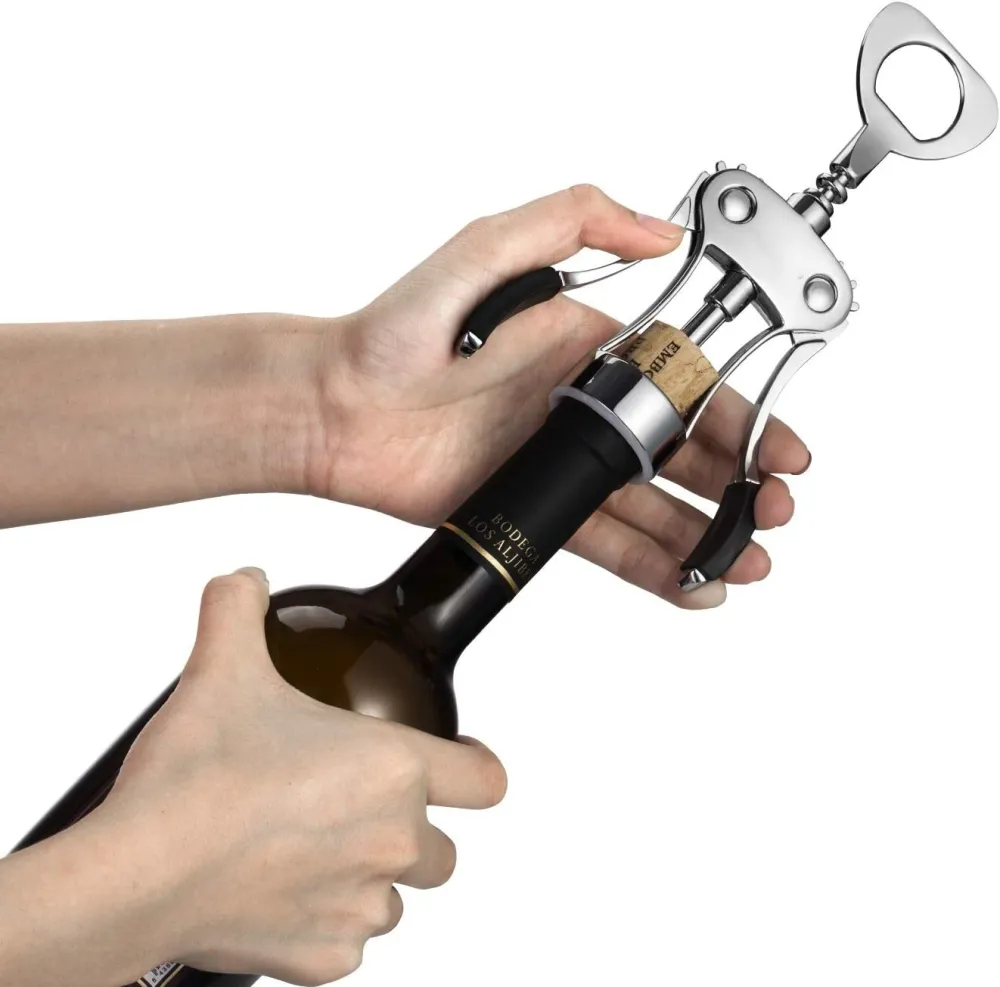 Wine Opener, Zinc Alloy Premium Wing Corkscrew Wine Bottle Opener with Multifunctional Bottles Opener, Upgrade