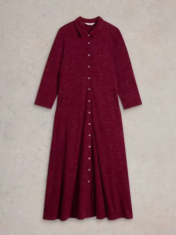 Sparkle Jersey Dress In Dk Plum