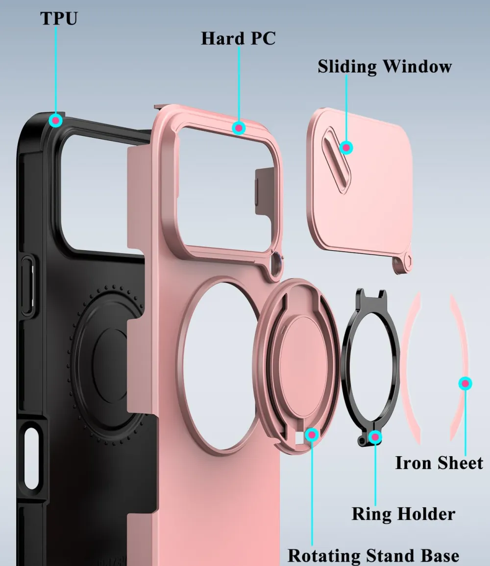 For iPhone 18 Pro Max LINK Phone Case Apple 15 Pro Sliding Window Stand Shockproof Protective Cover