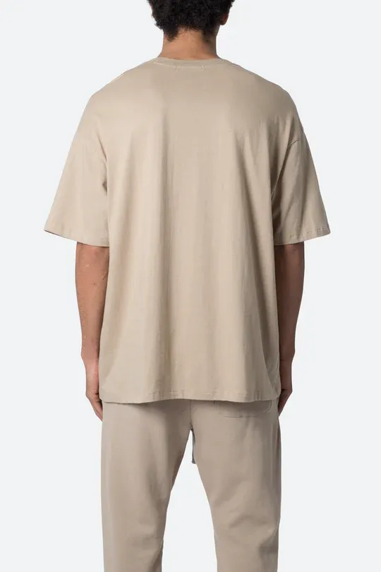 KHAKI OVERSIZED CREW-NECK T-SHIRT