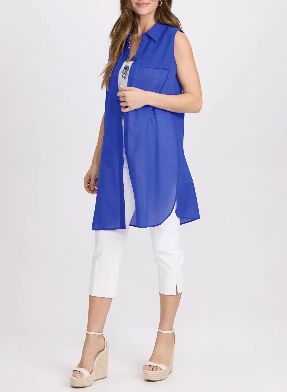 Chiffon-Blended Cotton Shirt