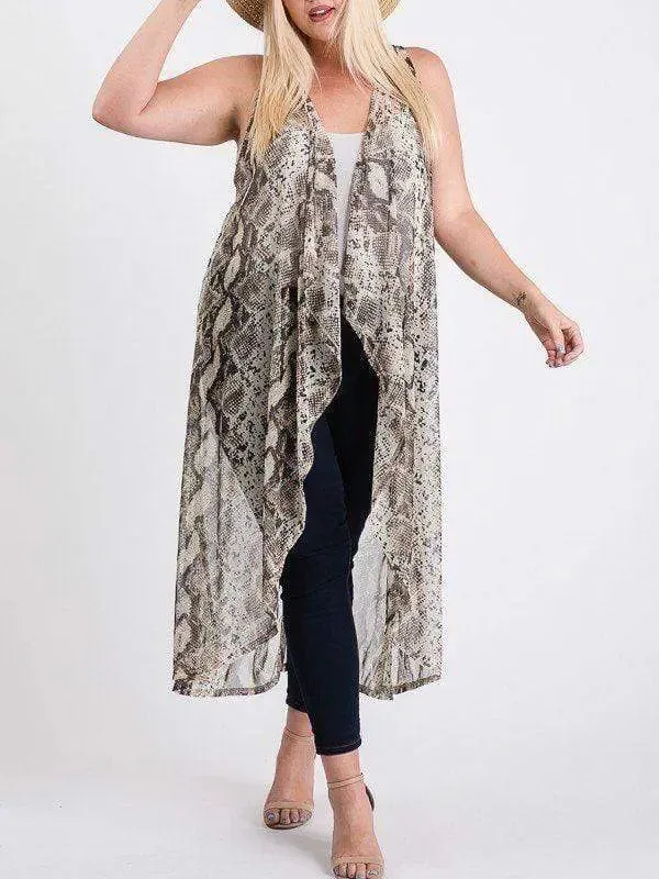 Plus Size Mesh Sleeveless Long