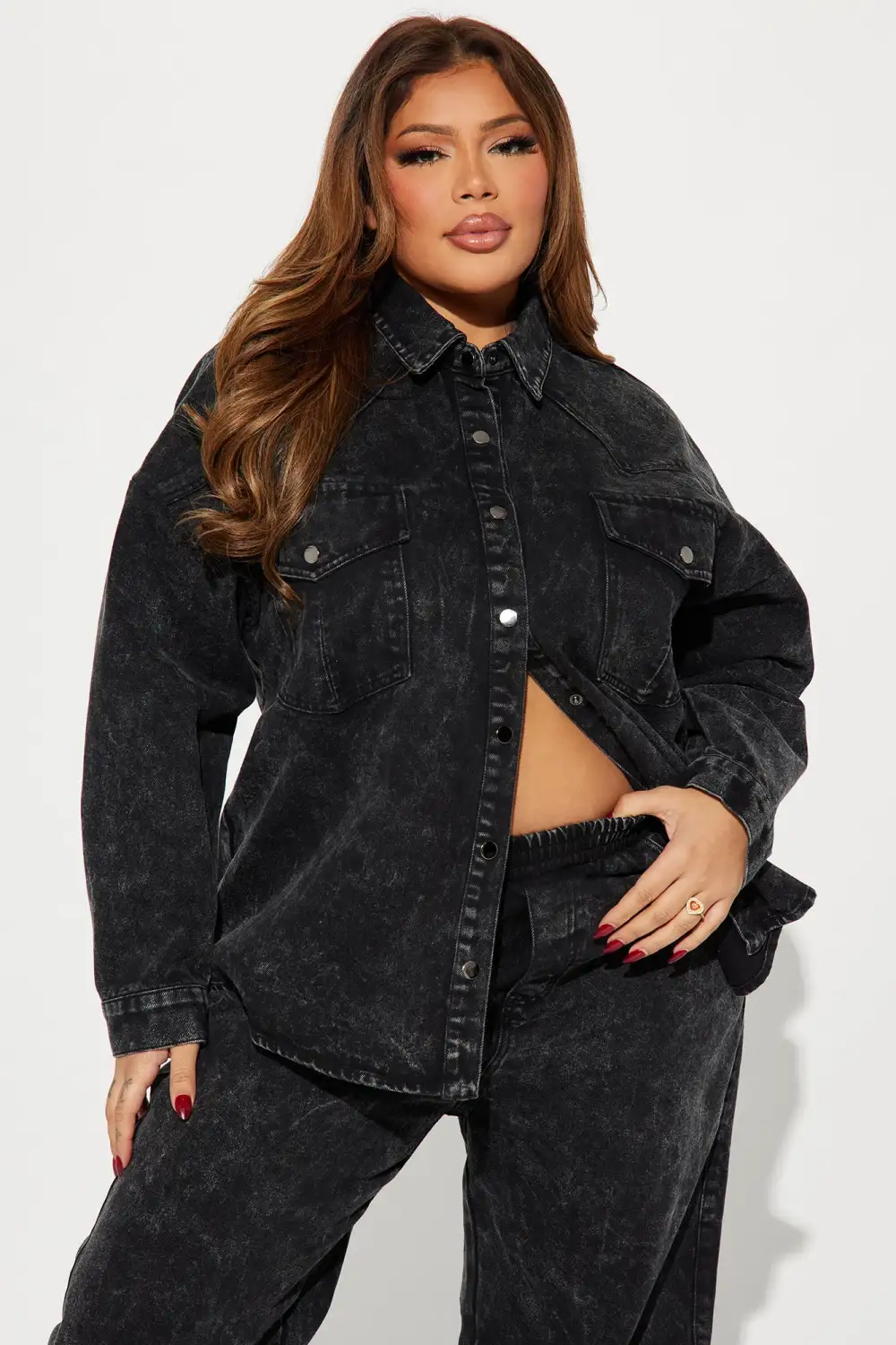 The Only Match Denim Pant Set - Black