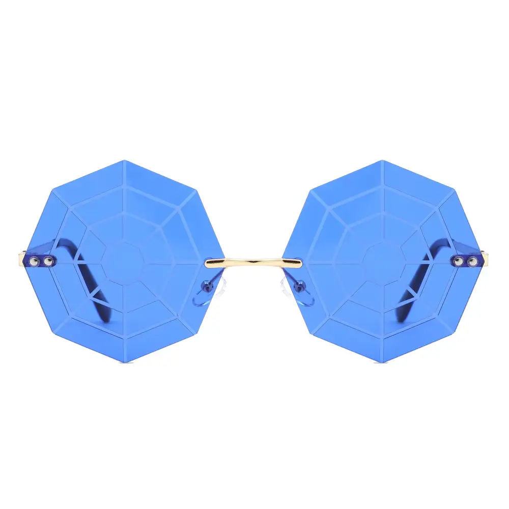 Geometric Round Spider Web Tinted Colored Sunglasses