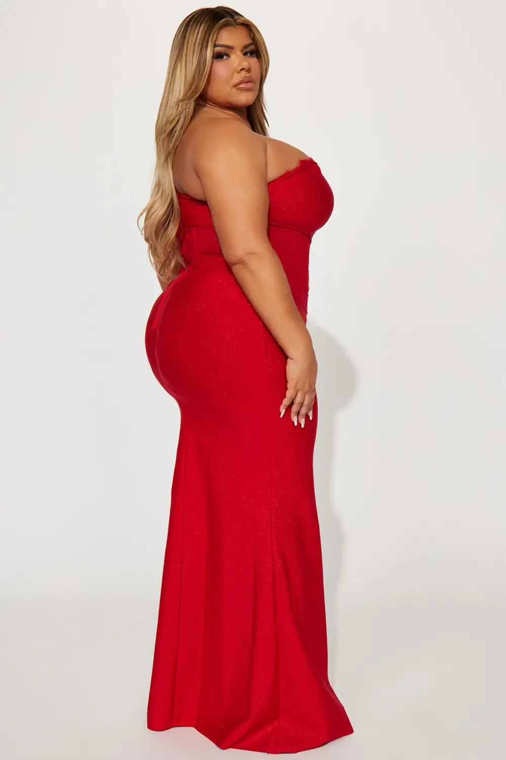 Vera Metallic Bandage Gown - Red