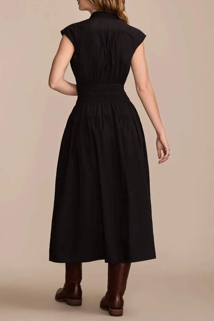 Smocked Dropped Waist Midi Dress