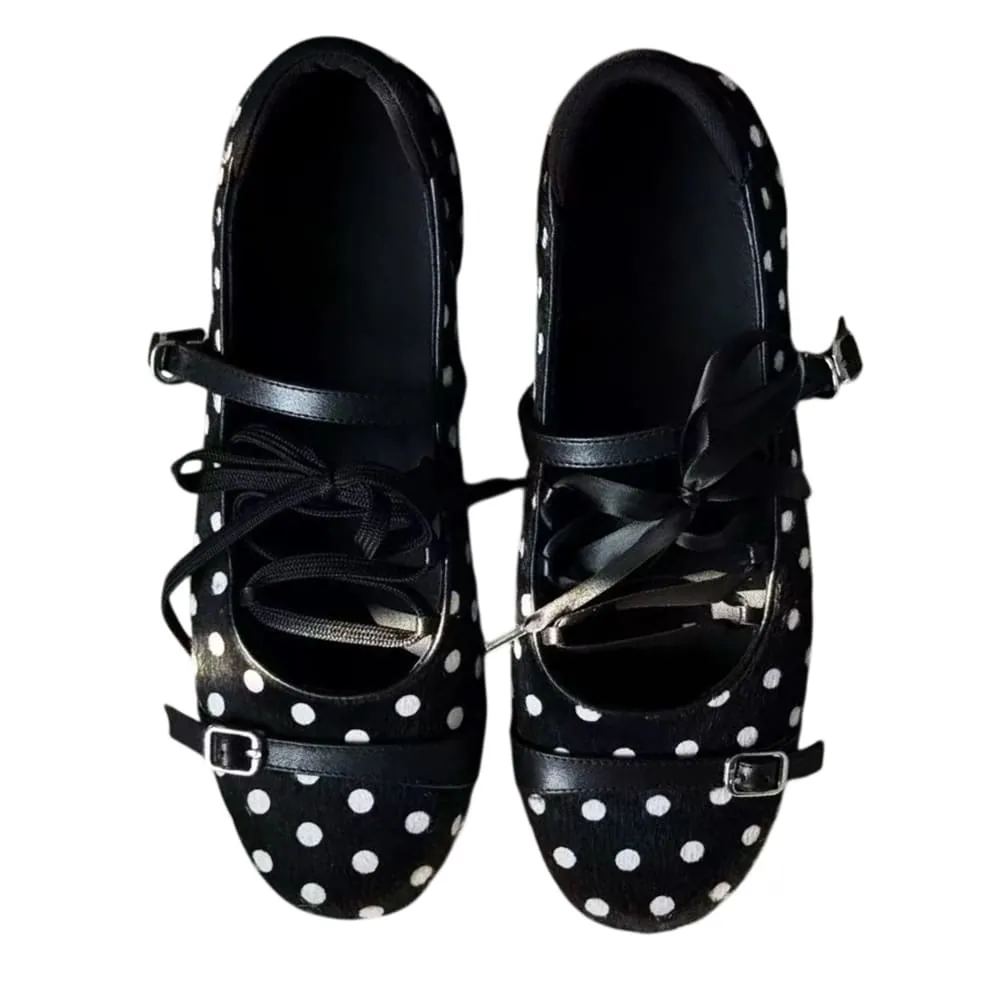 Polka Dot Lace Ballet Flats