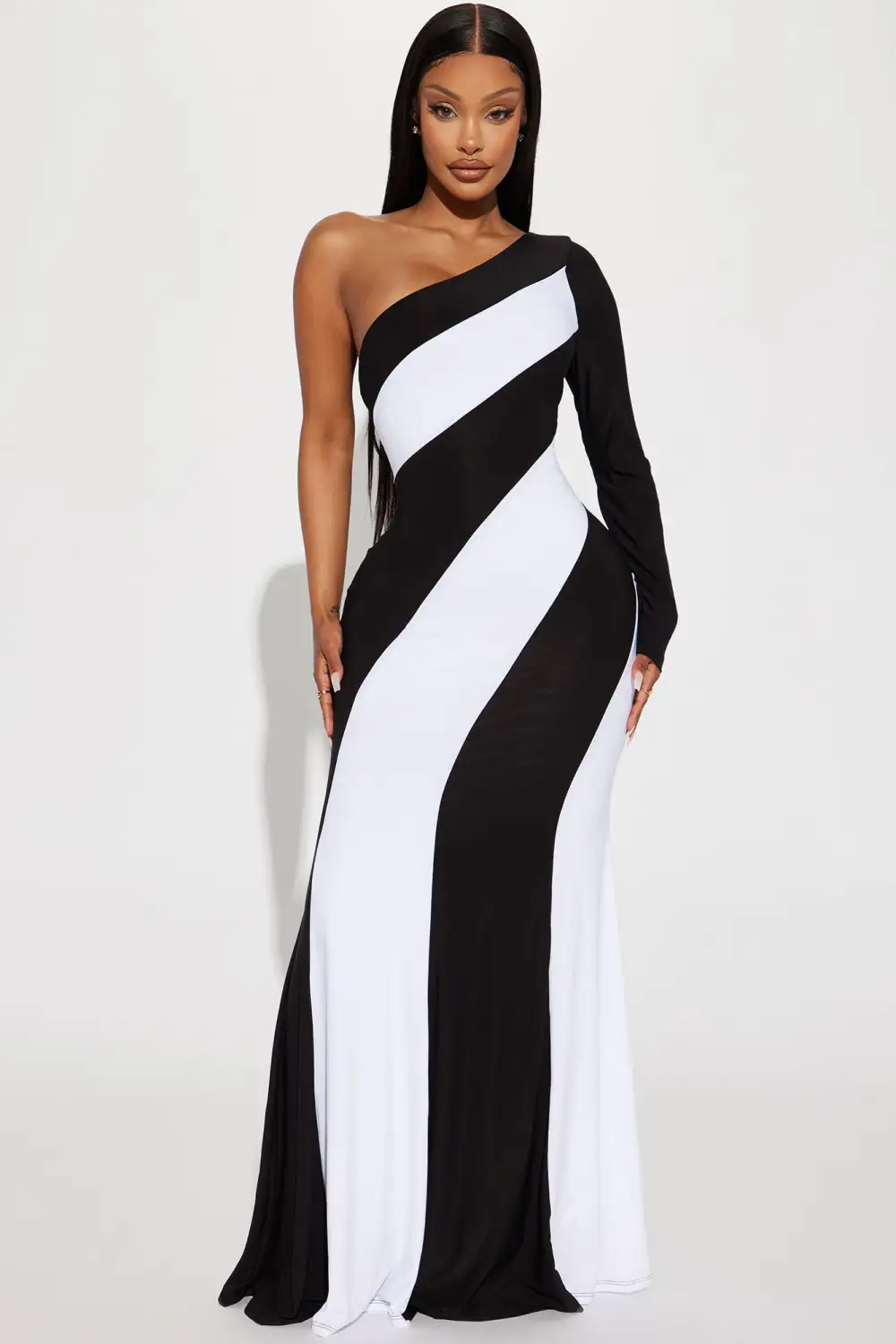 Maurine Maxi Dress - Black/White
