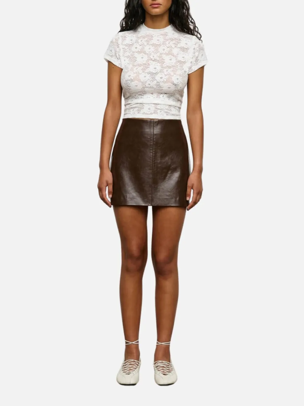 PU Leather Mini Skirt - Chocolate