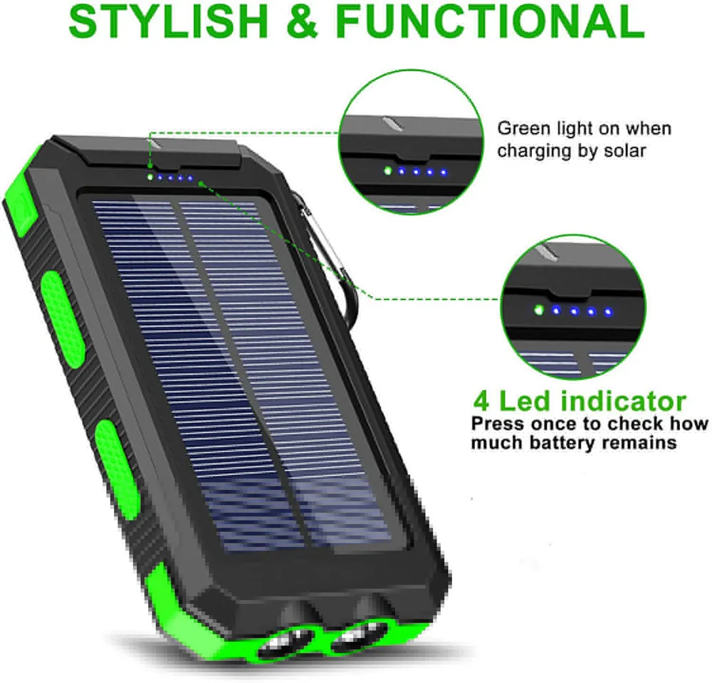 Outdoor multifunctional power bank, wireless charging, solar energy, flashlight