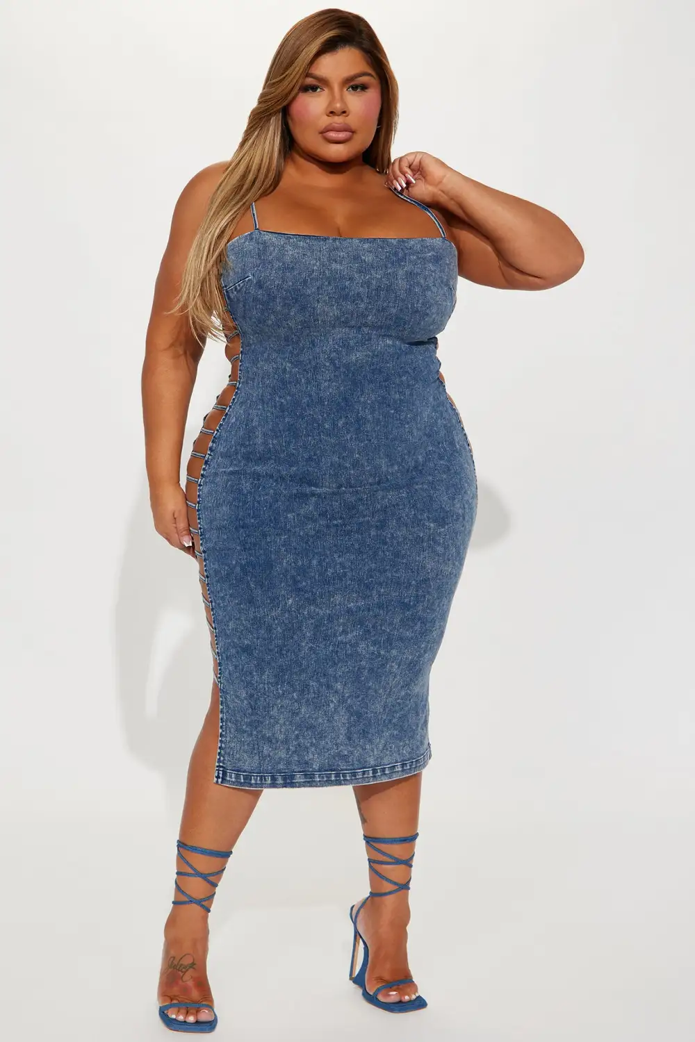 Britney Denim Midi Dress - Blue Wash