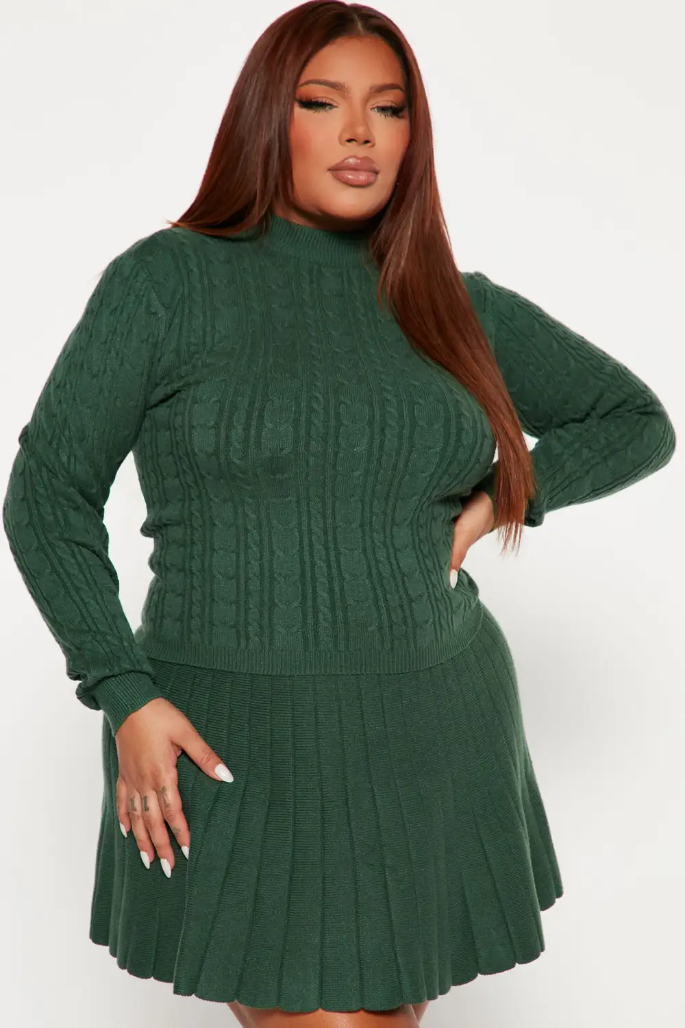 Selene Sweater Skirt Set - Hunter