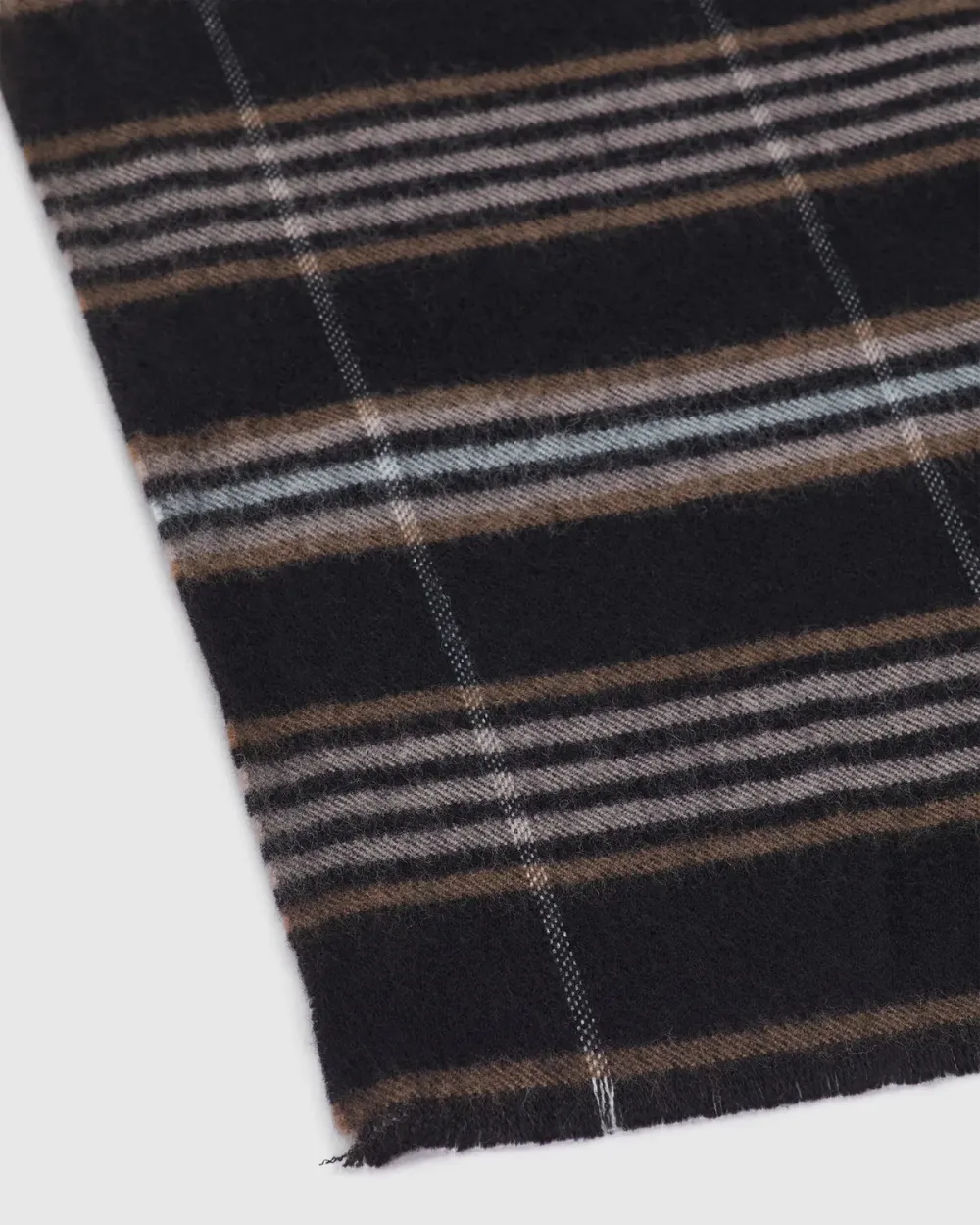 Brown and Black Striped Wool Scarf