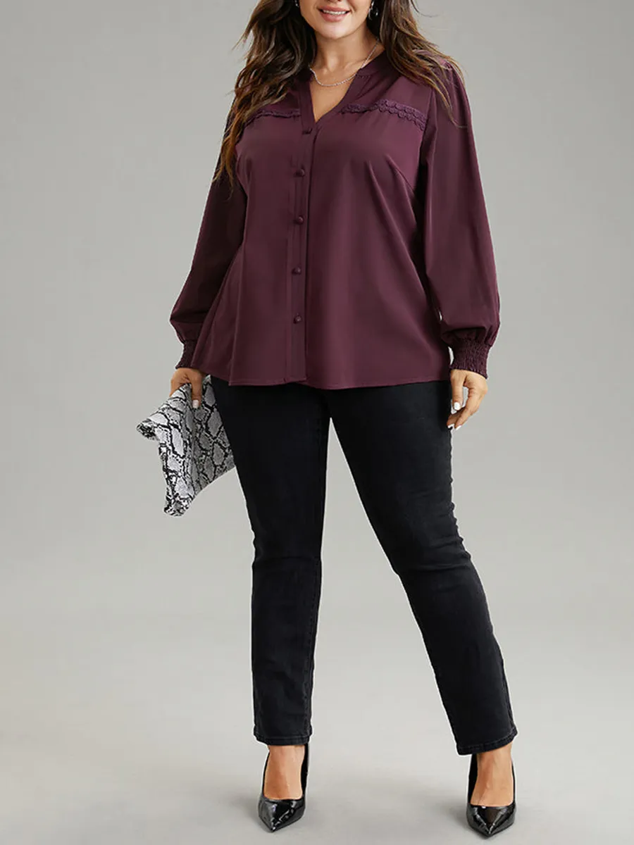 Elegant Burgundy V-neck shirt