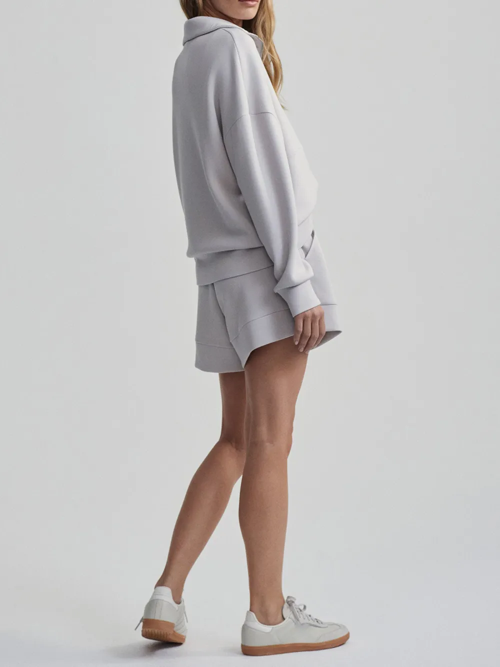 Chic Quarter-Zip Wide-Collar Loose Sweatshirt