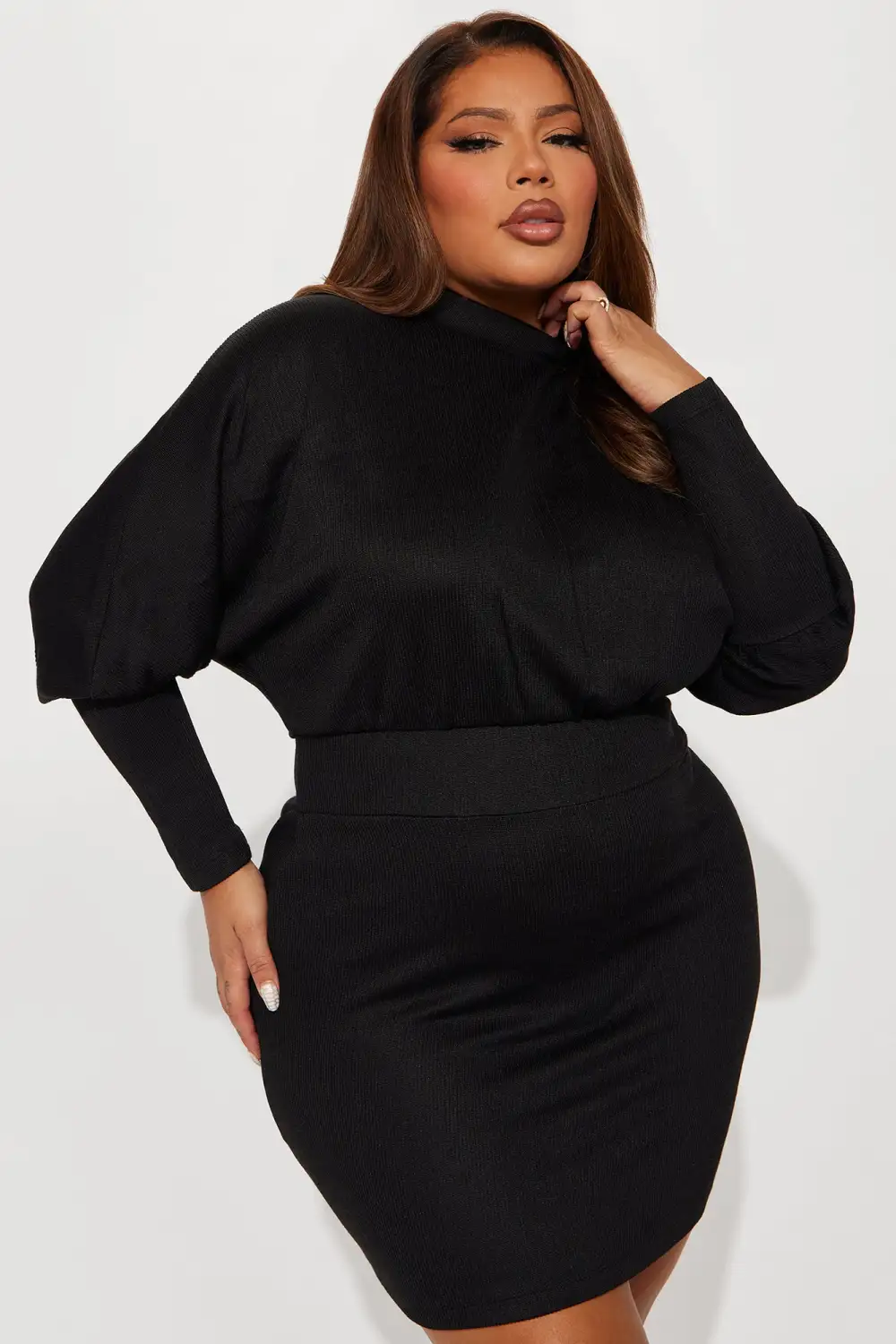 Demi Sweater Mini Dress - Black