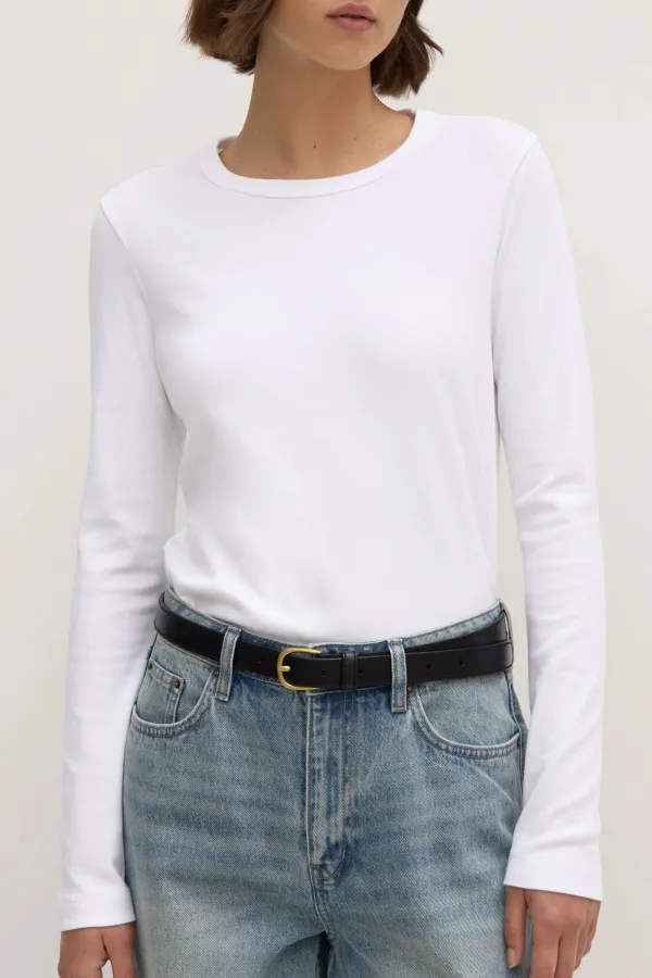 Cotton Ribbed Collar Women's T-Shirt