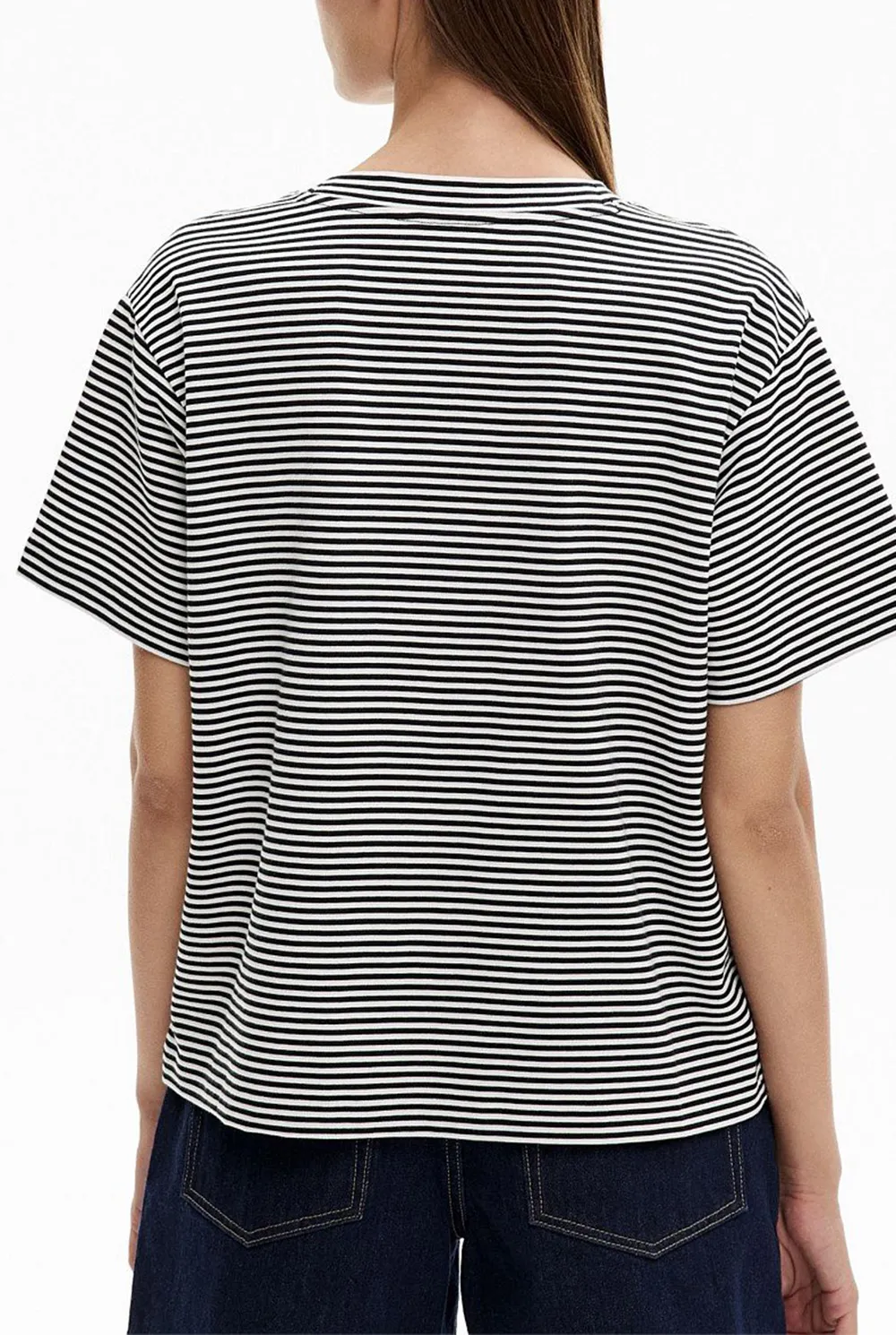 V-Neck Black Striped T-Shirt