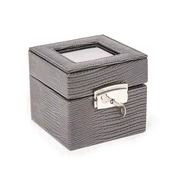 Two Slot Wood Glass Top Watch Storage Box
