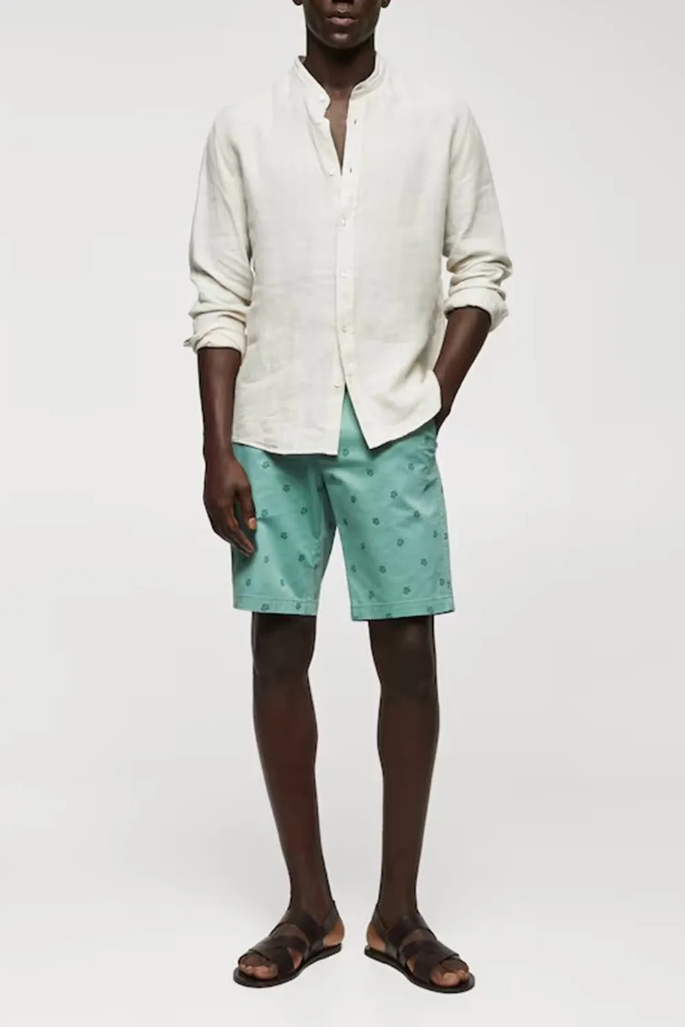 Slim-Fit Cotton Micro-Print Shorts