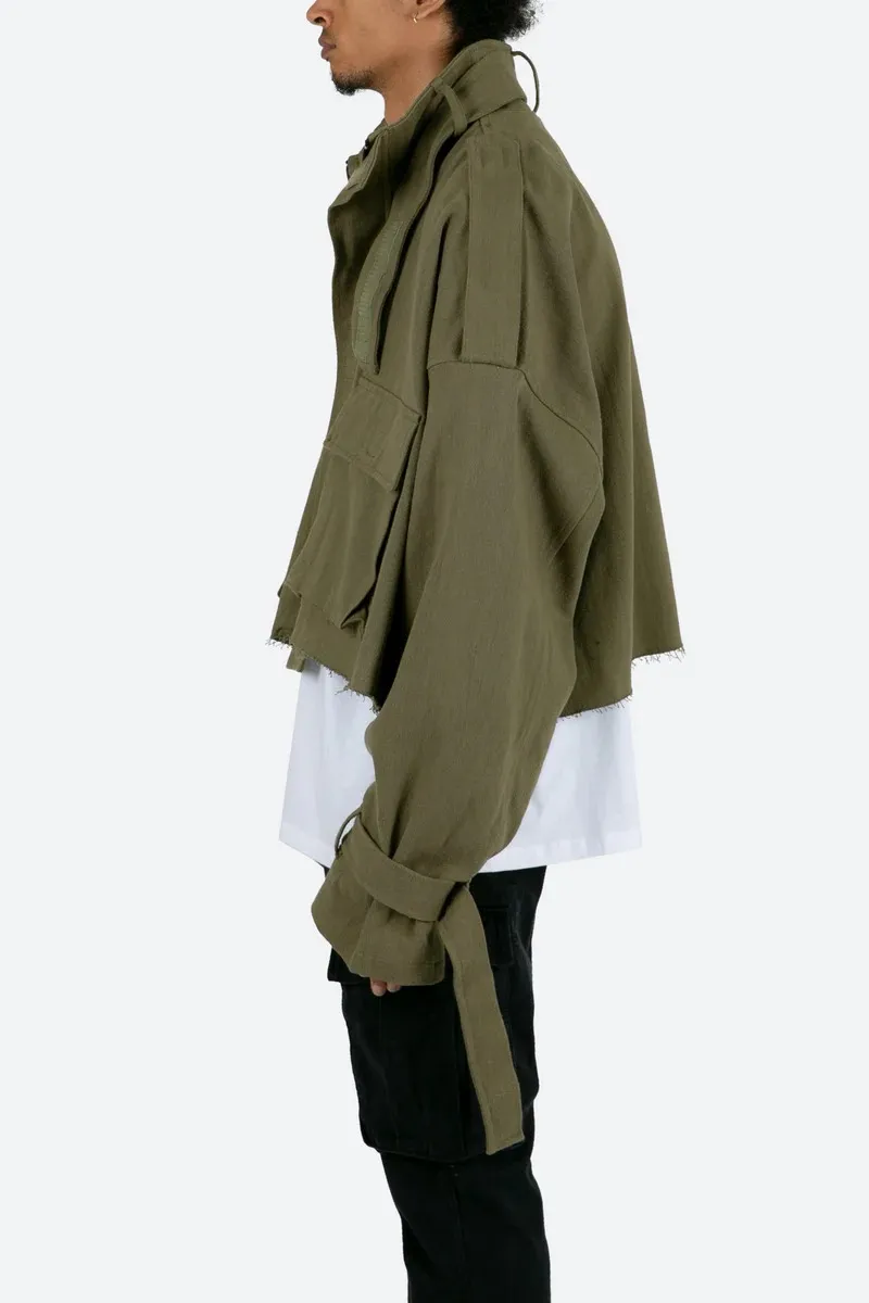 ARMY GREEN CROP STYLE MILITARY JACKET