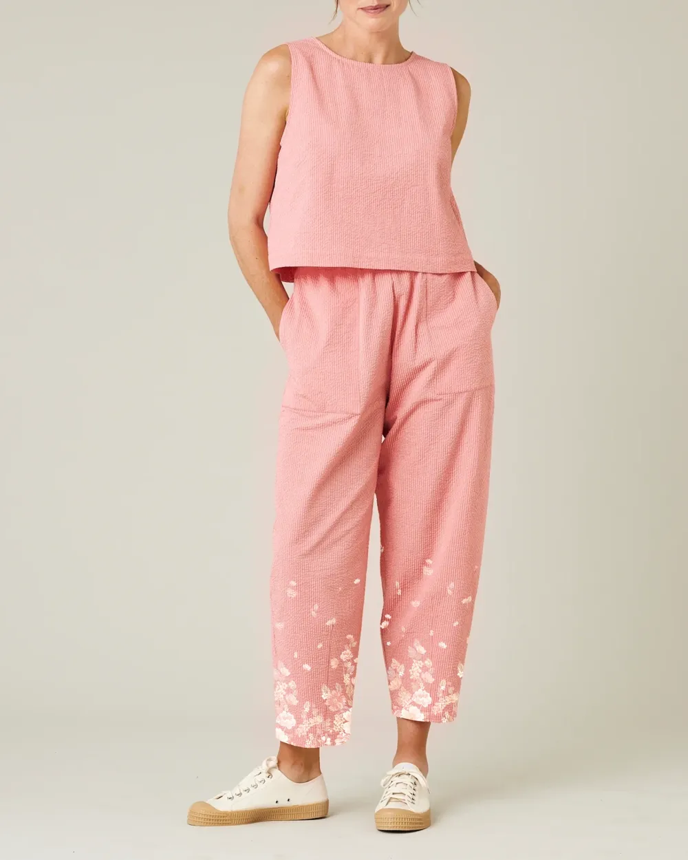 CORAL SEERSUCKER TROUSERS