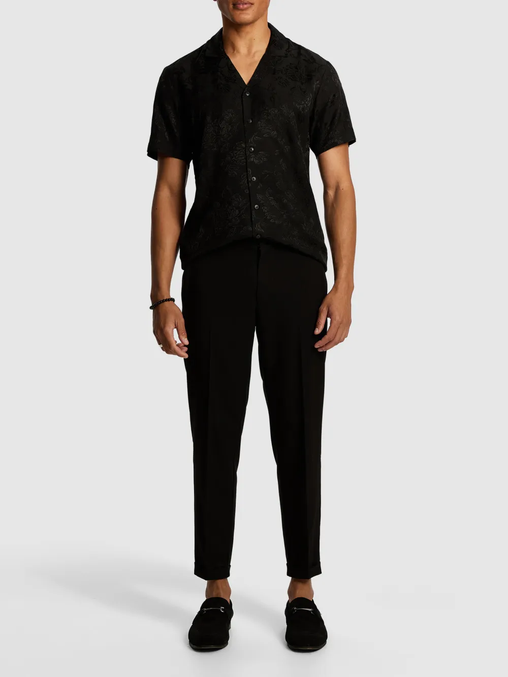 Black Satin Finish Short Sleeve Shirt