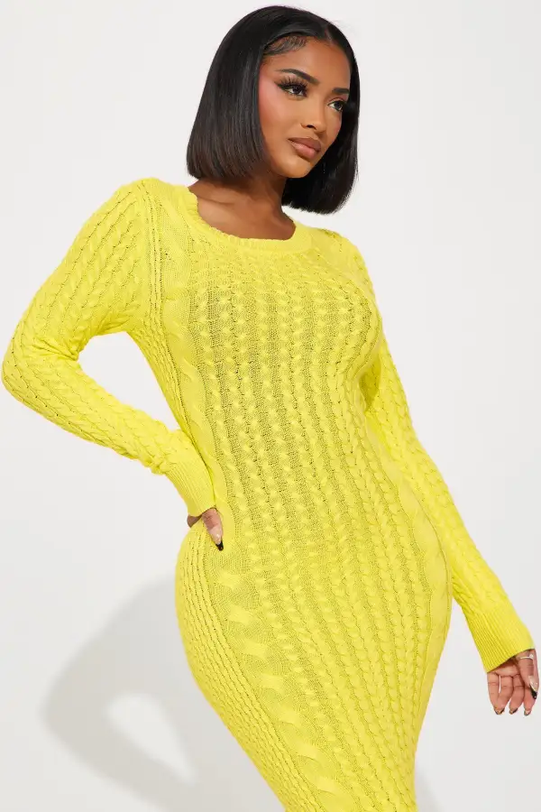 Natalia Sweater Maxi Dress - Yellow