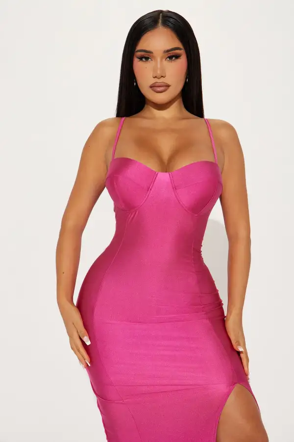 Talia Tricot Maxi Dress - Fuchsia