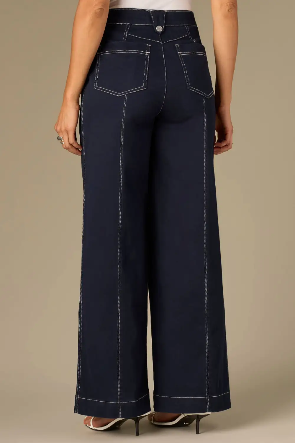 Petite Button Fly Wide Leg Pants