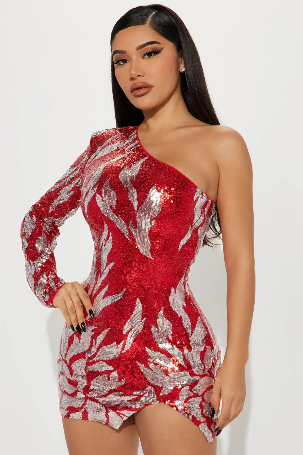 Mami On Fire Mini Dress - Red/combo