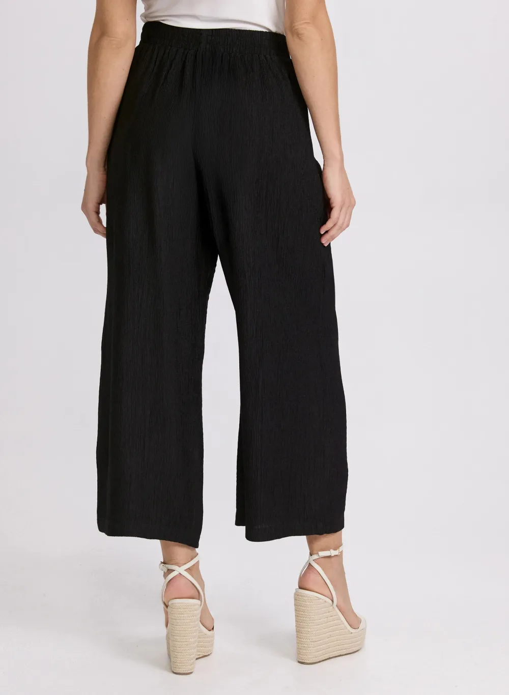 Black Jacquard Wide-Leg Pants