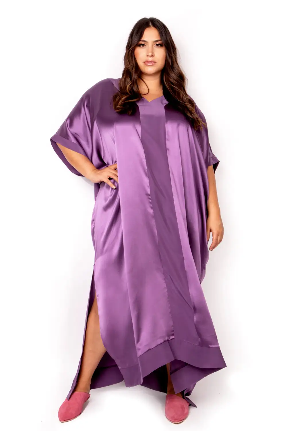 The Muse Italian Silk Caftan with V neckline