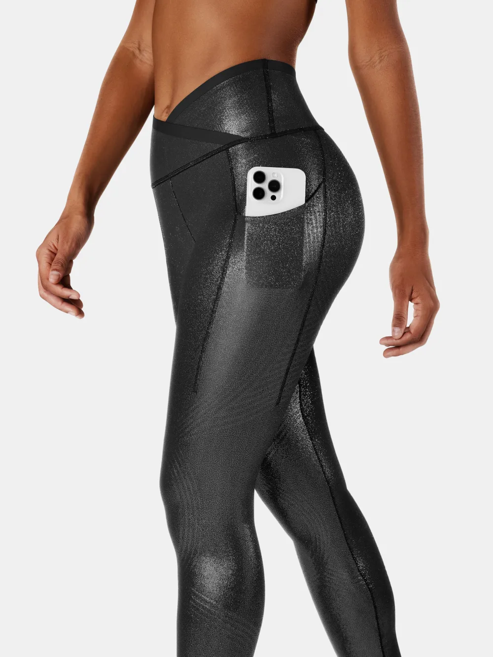 Body Sculpt Faux Leather Side Pocket Leggings