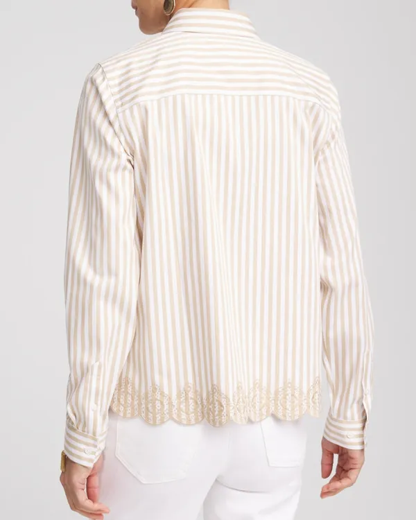 Beige Striped Long Sleeve Shirt
