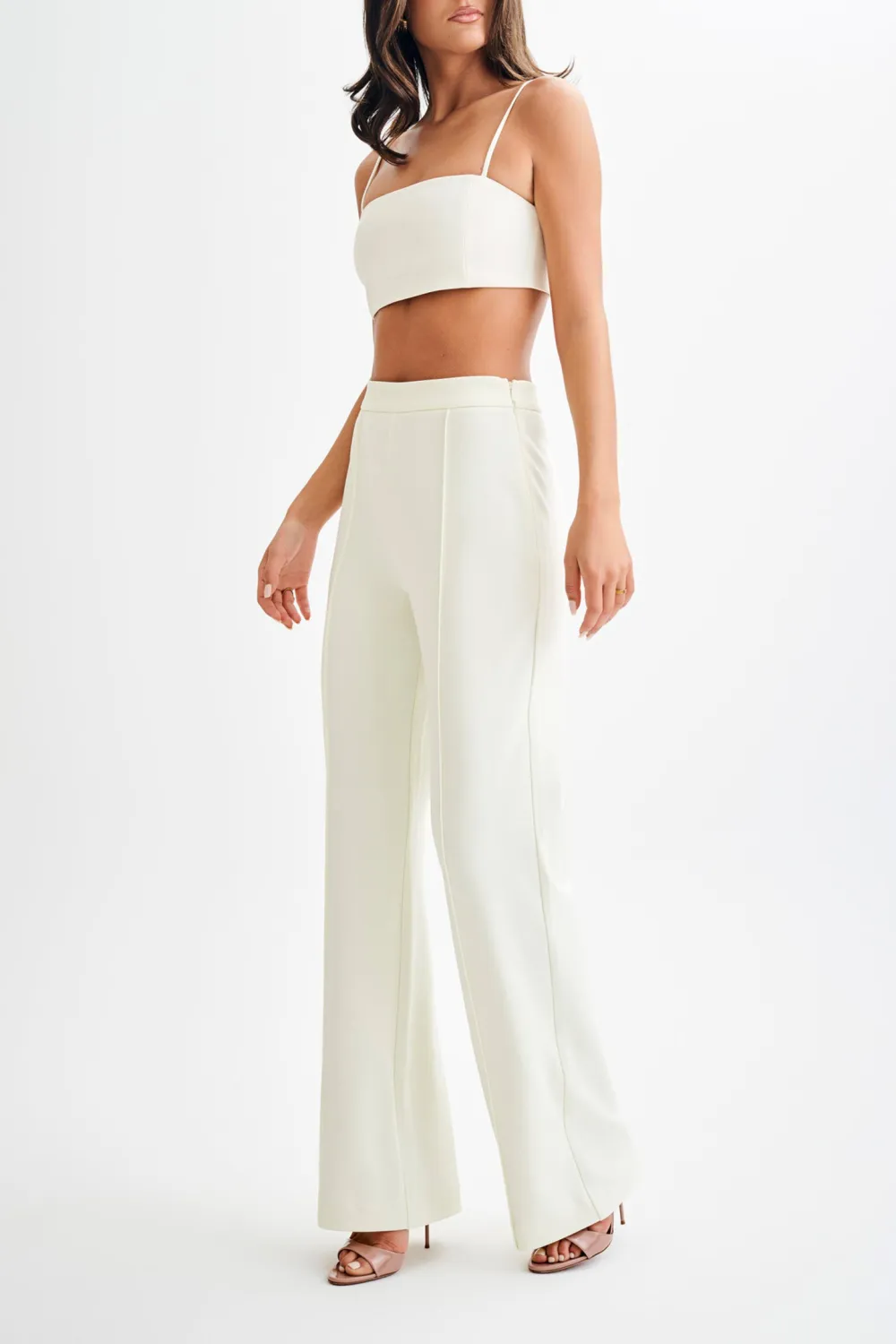 Slight Stretch Pleated Wide Leg Pants
