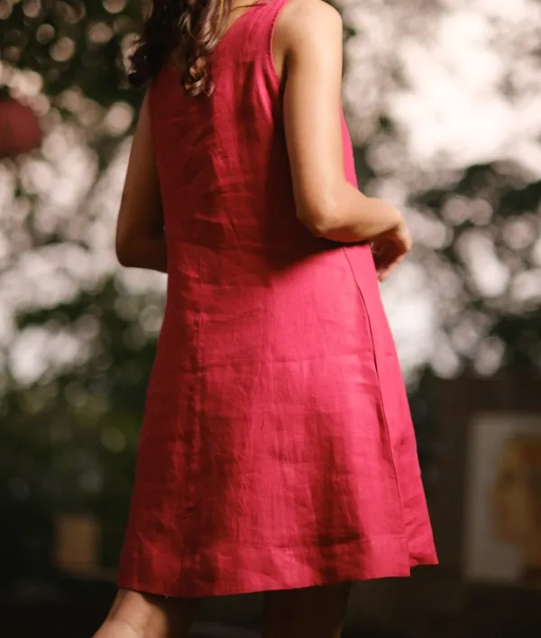 Rust Red Linen Mini Dress
