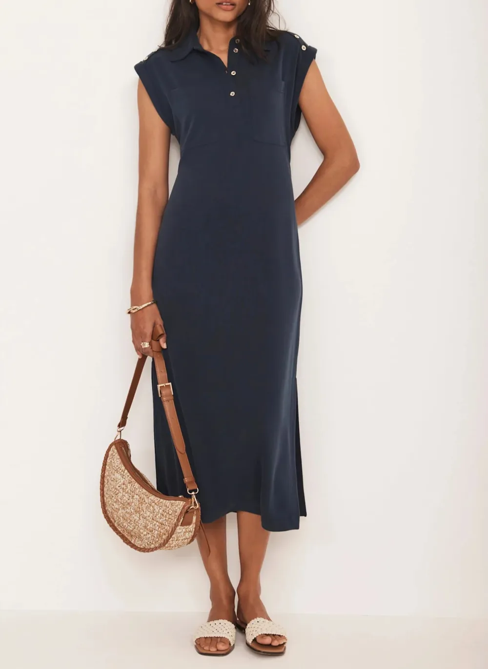 Casual Style Utility Midi Dress