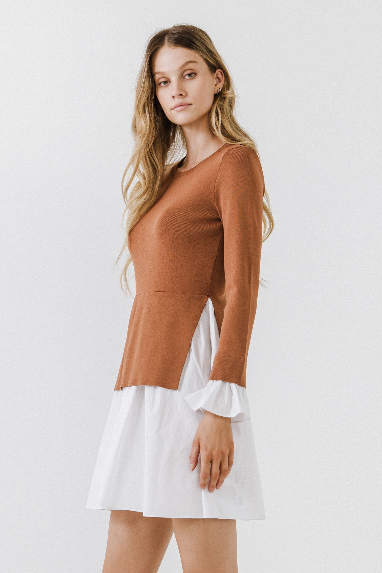 Poplin Combo Knit Dress