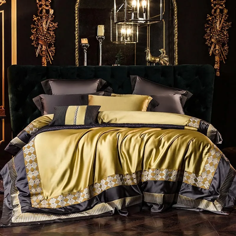 (Store Closing Sale) Embroidery Egyptian Cotton Duvet Cover Set