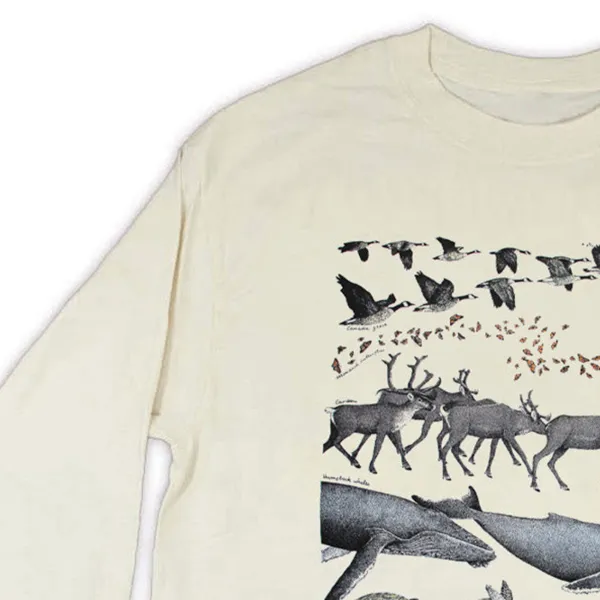 Animal Print Round Neck Long Sleeved Women's Top